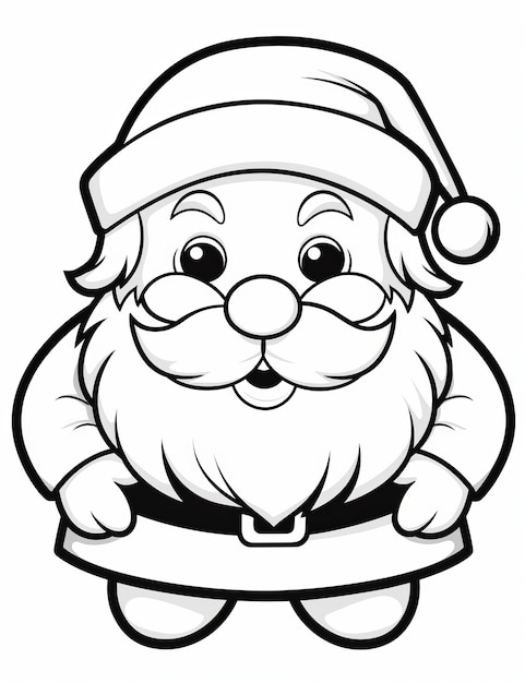 Santa Claus head Black and white vector illustration for coloring book