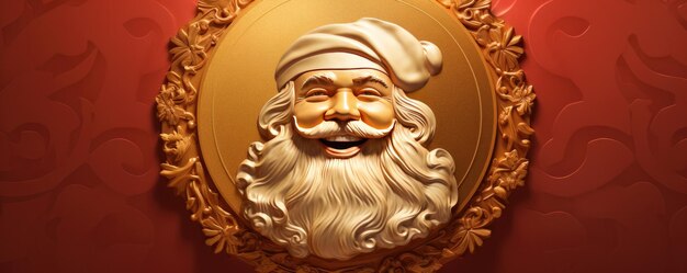 Foto la testa di babbo natale sorride sullo sfondo dello spazio vuoto banner generative ai