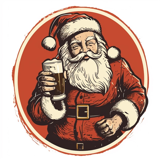 santa claus holding a beer glass in his hand generative ai