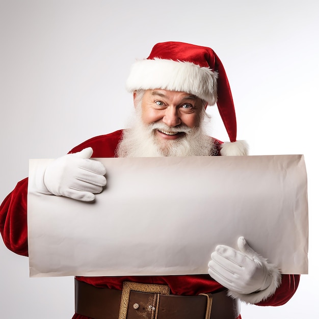 Santa Claus holding blank board