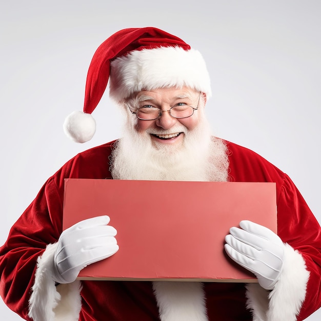 Santa Claus holding blank board