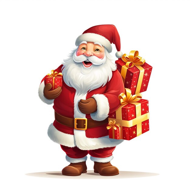 santa claus holding gift box