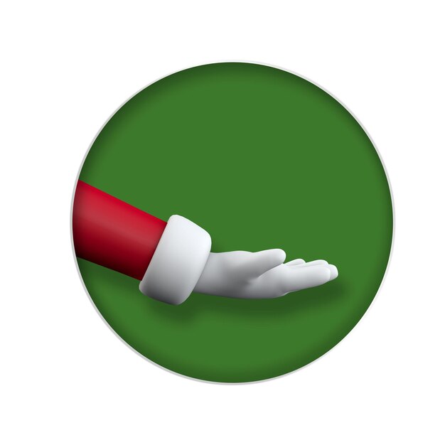 Санта-клаус держит ладонь знак руки праздничный мультяшный рождественский персонаж рука d рендеринг