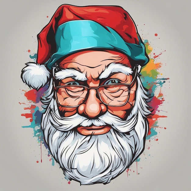 A santa claus illustration with bread tshirt design