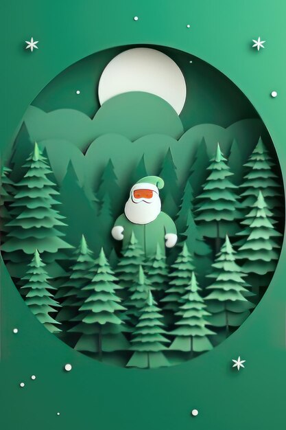 Фото Санта-клаус в зимнем пейзаже рождественский фон баннер generative ai