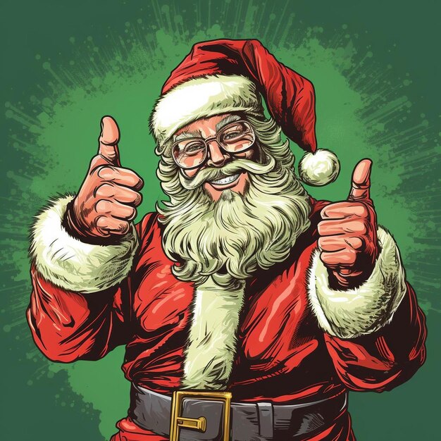 Санта-Клаус поднимает большой палец.