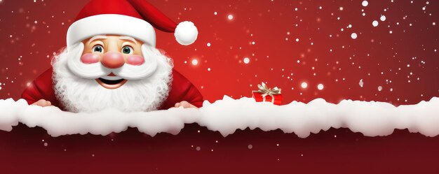 Photo santa claus is holding adertisement banner with copy space illustration panorama generative ai