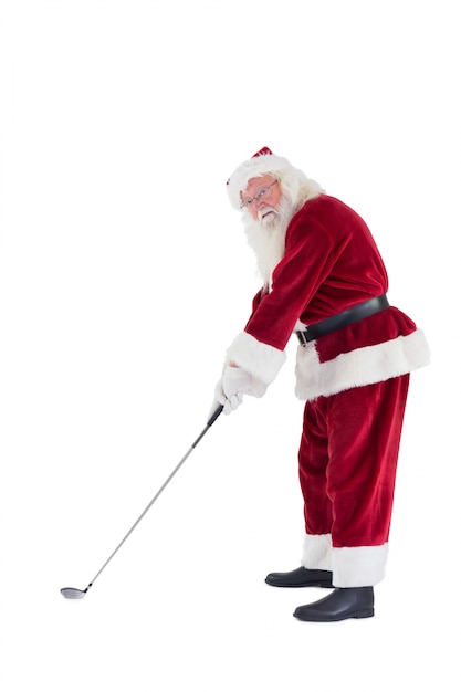 Santa Claus is playing golf 