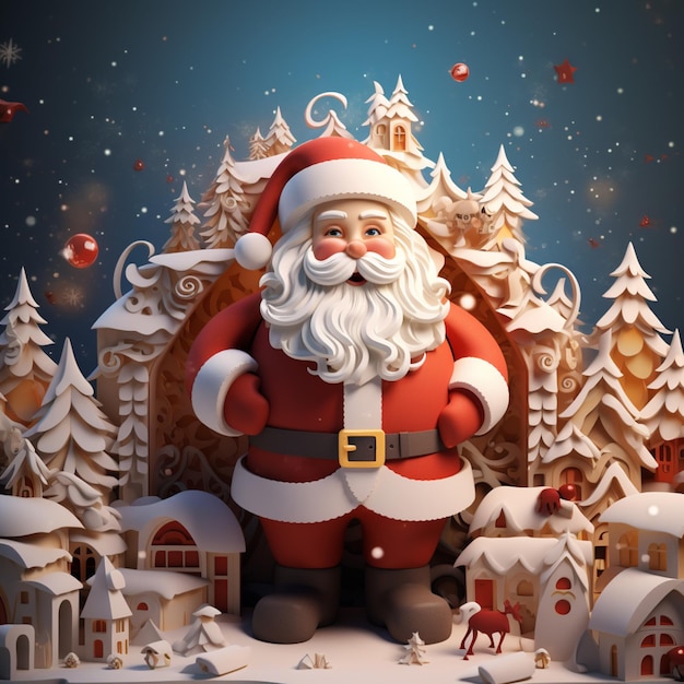 Santa claus is standing in front of a christmas village generative ai