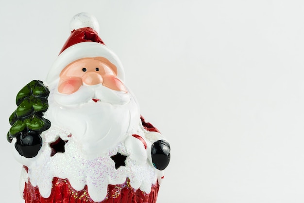 Santa Claus isolated on white background. Christmas ornament. Selective focus.