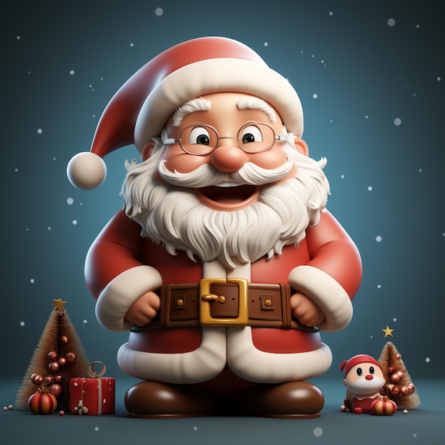 Santa Claus kerst pictogram geïsoleerde 3d render illustratie