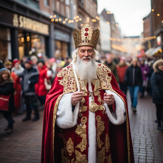 Photo santa claus and little boy christmas scene