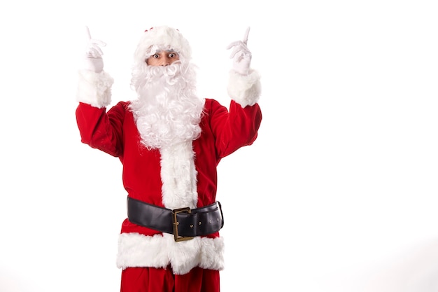 Santa Claus making gestures of expression on a white background