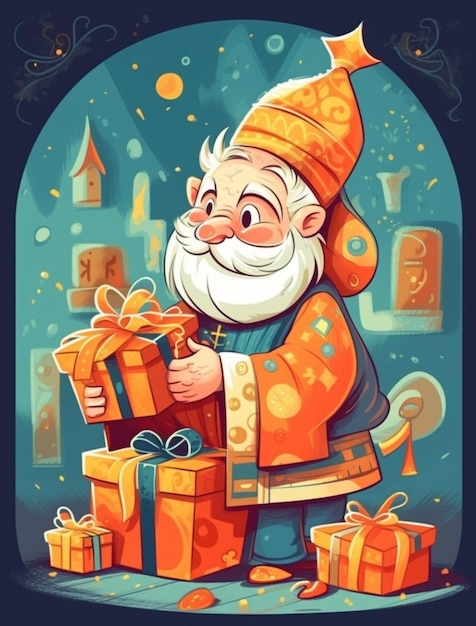 Santa claus new year concept cartoon illustration