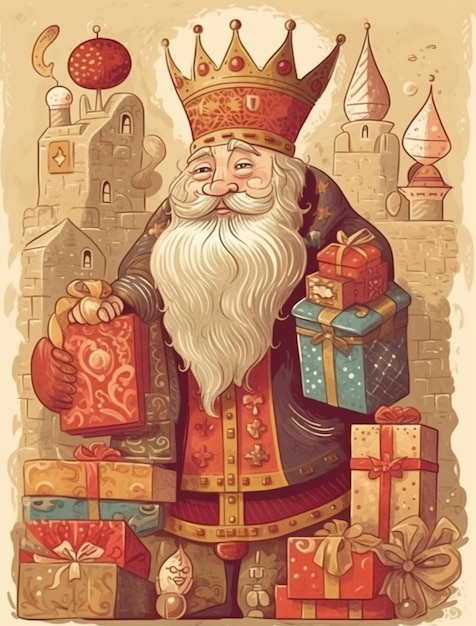 Santa Claus New Year concept cartoon illustration