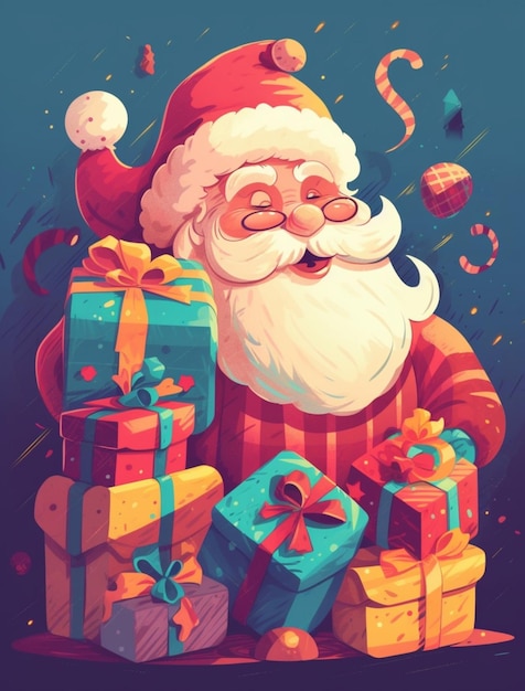 Santa Claus New Year concept cartoon illustration