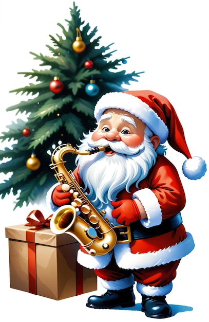 santa claus playing saxophone