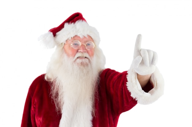 Санта-Клаус указывает на что-то