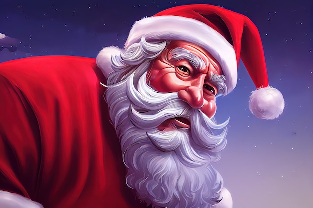 Санта-Клаус портрет Рождественская иллюстрация Праздничные украшения Рождественская елка подарки украшения С Новым годом цифровое искусство иллюстрация живопись