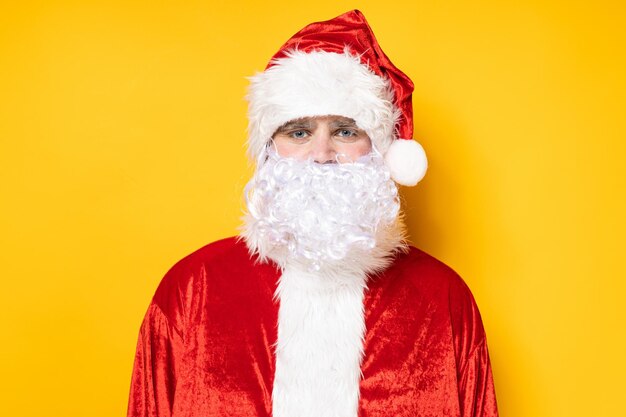 Santa claus portrait on a yellow background