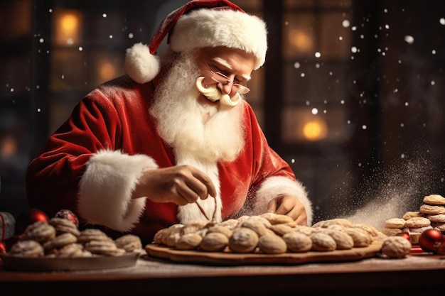 santa claus preparing christmas cookies