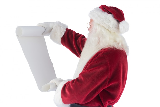 Santa Claus reads a list