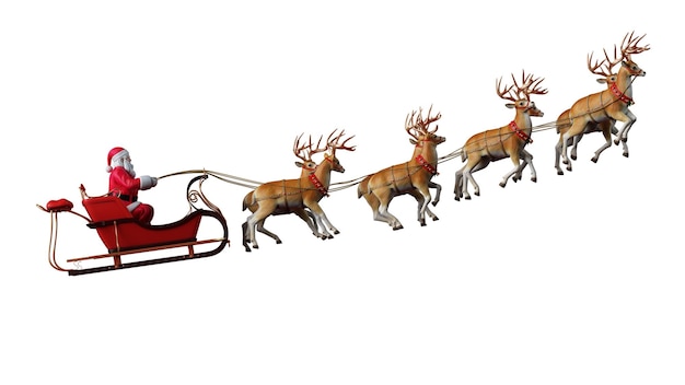 Photo santa claus ready to deliver presents with sleigh with reindeer d render