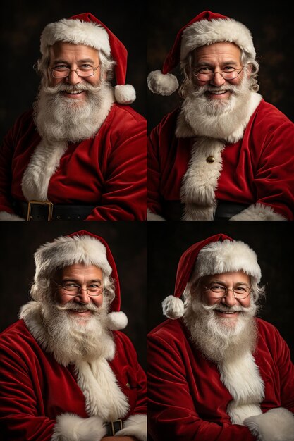 Photo santa claus on red background with copy space