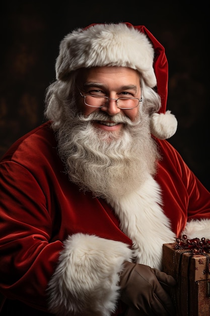 santa claus on red background with copy space