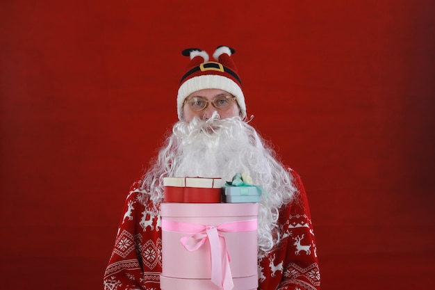 Santa Claus on a red background