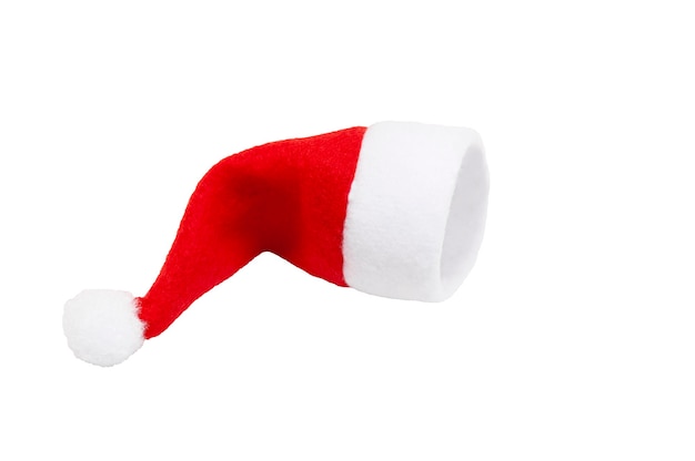 Cappello di babbo natale rosso isolato su sfondo bianco