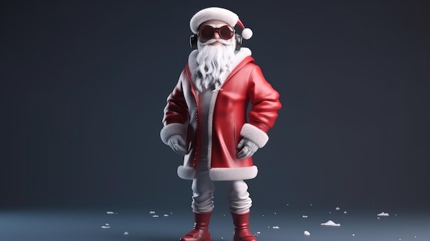 A santa claus in a red jacket with glasses and a hat on it.