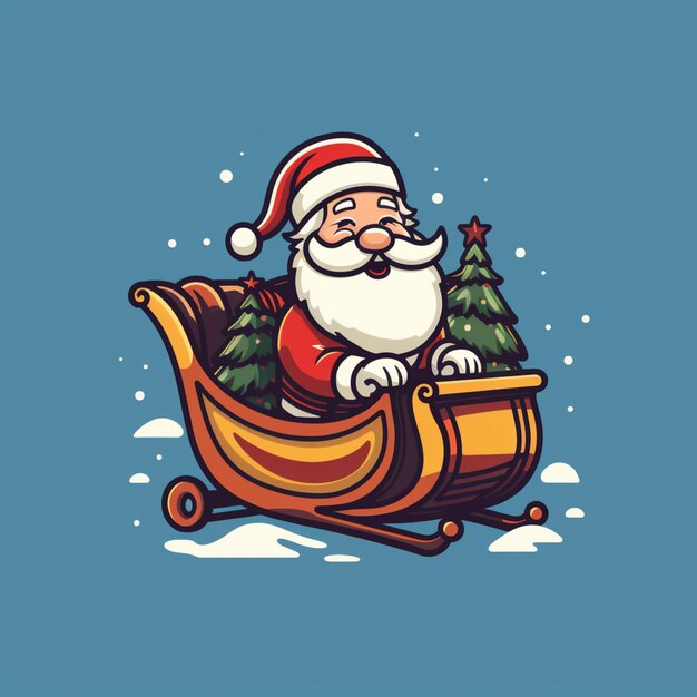 Photo santa claus riding a sleigh with a tree on it generative ai