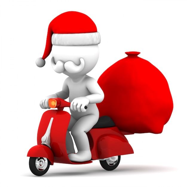 Santa Claus rijden op een scooter