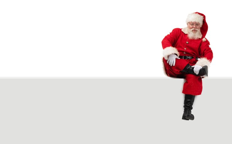 Santa Claus sitting on a blank panel