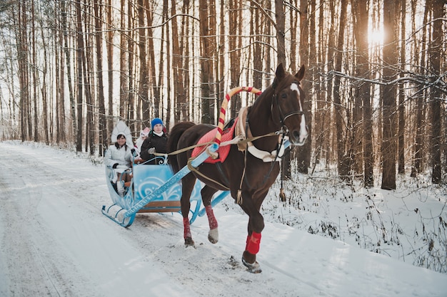 Santa Claus sledge with children