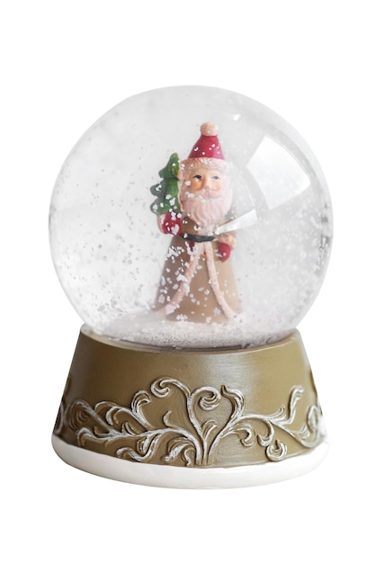 Photo santa claus snow globe isolated on white background