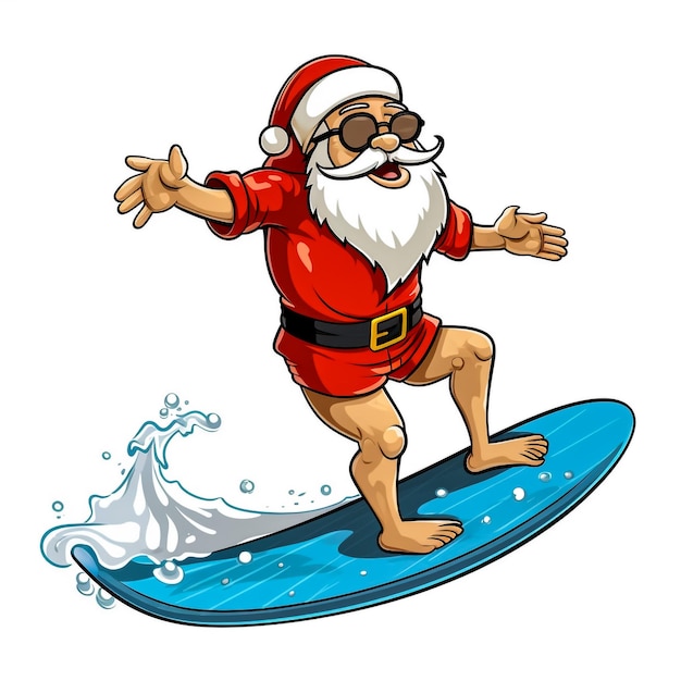 Photo santa claus on the snowboard