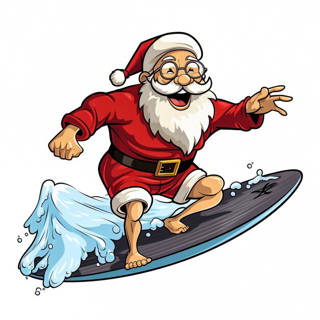 Photo santa claus on the snowboard