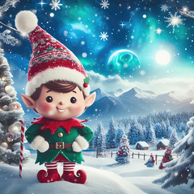 santa claus and snowman christmas tree background for social media banner