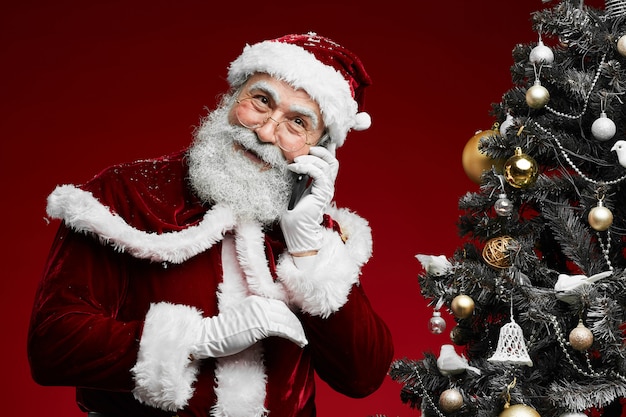 Santa Claus spreken via de telefoon