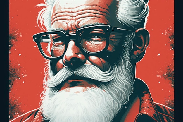 Santa Claus in style of vector Christmas background