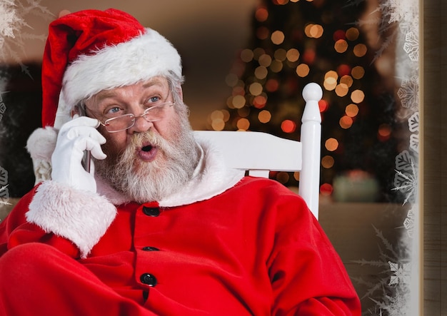 Santa claus talking on mobile phone