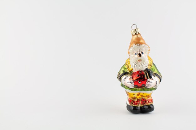 Santa claus toy for christmas tree on white