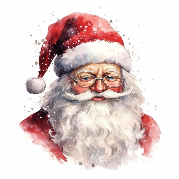 Santa claus watercolor painting by artist and illustrator generative ai