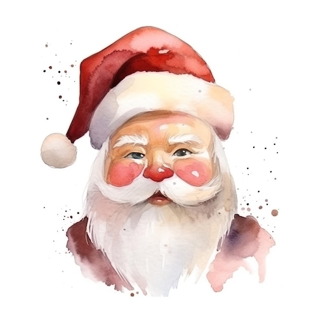 Санта-Клаус акварельная живопись Санта-Клауса
