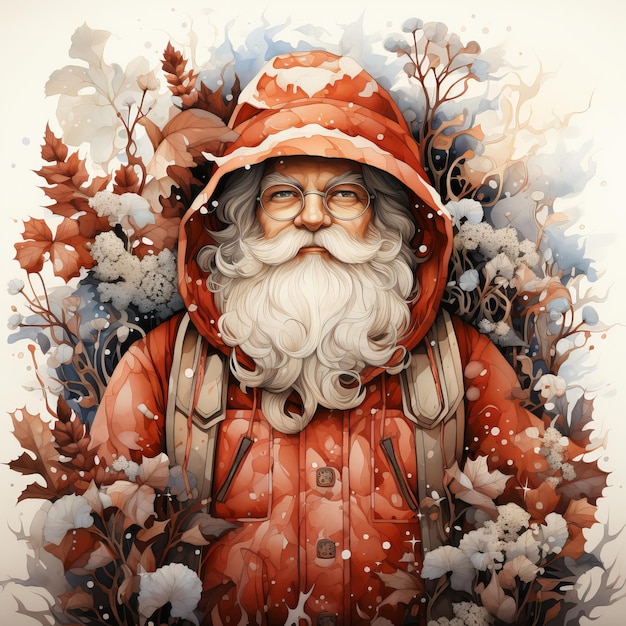 santa claus watercolor style Generative AI