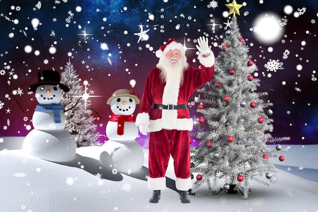 santa claus waving his hand during christmas time