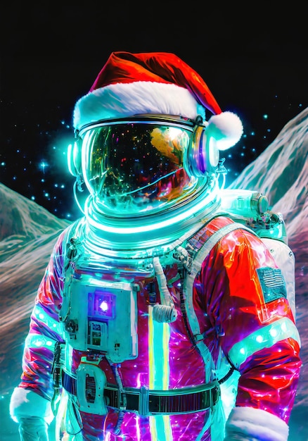 santa claus wearing astronaut suit