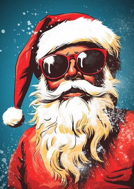 Photo santa claus wearing sunglasses and a red jacket generative ai
